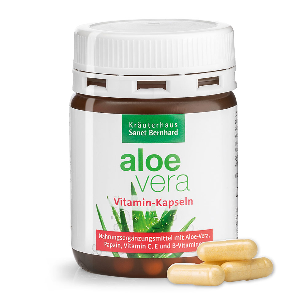Aloe Vera Vitaminkapseln mit natürlichen Vitaminen und Aloe-Vera-Extrakt